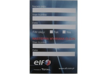 Inspekcja Olejowa 5x Naklejka wymiana oleju ELF