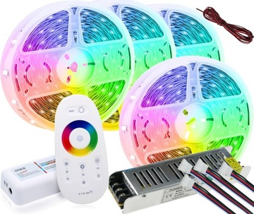 ZESTAW RGBW 20m RF dotykowy Taśma LED Biała Ciepła