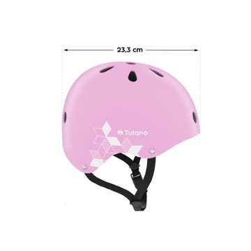 Kask Rowerowy Dziecięcy Tulano RÓŻOWY LEKKI REGULOWANY 48–52 cm ODBLASK