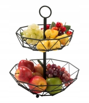 КОРЗИНА ДЛЯ ФРУКТОВ 2-Х ЯРУСНАЯ ЧЕРНАЯ КОРЗИНА