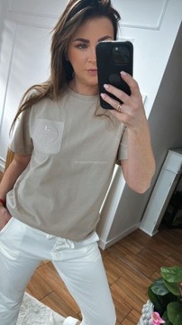 BY O LA LA! BLUZKA T-SHIRT KONIK CAFFE LATTE M 38