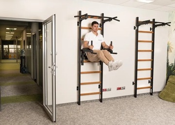 ЛЕСТНИЦА ГИМНАСТИЧЕСКАЯ + БРУСЬ + ПЕРИЛА ЧЕРНАЯ СКАМЬЯ