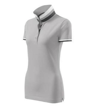 Koszulka Pique Polo damska polówka COLLAR UP 100% bawełna szara L