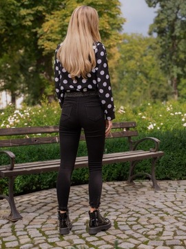 SPODNIE JEANSOWE DAMSKIE RURKI SKINNY CZARNE S