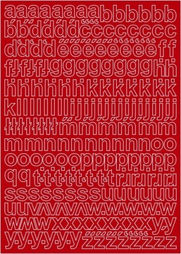 Litery małe samoprzylepne czerwone mat 1cm 301szt.