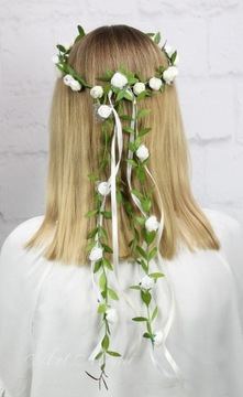 Girlanda kwiatowa grzebyk do wpięcia komunia RÓŻE