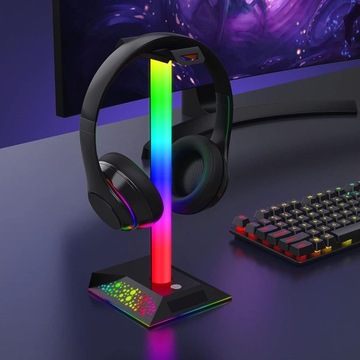 подставка, держатель для наушников, RGB-подсветка, 2 зарядные устройства USB