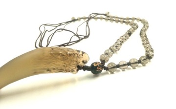 Ожерелье-кулон из обсидиана, клык, волчий зуб, амулет, подарок на день мальчика