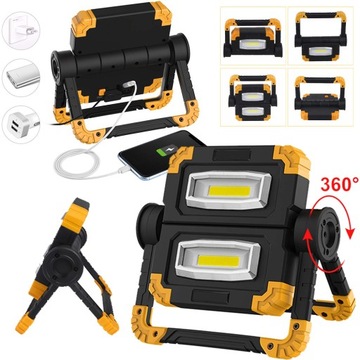AKUMULATOROWA LAMPA ROBOCZA LED, PRZENOŚNA SKŁADANA LAMPA PRZECIWPOWODZIOWA
