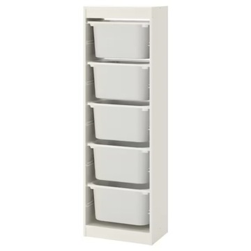 IKEA TROFAST regał BIAŁY+5 pojemników na zabawki b
