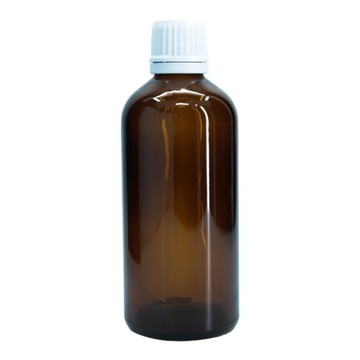 Butelka szklana 100 ml brązowa z nakrętką białą