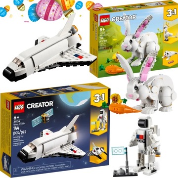 LEGO CREATOR 3W1 31134 PROM KOSMICZNY + LEGO 31133 KRÓLIK ZESTAW PREZENTOWY