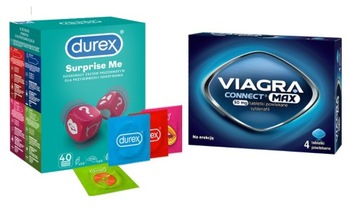 Viagra Connect Max 50mg 4tab LEK+Durex Surprise ME zestaw prezerwatyw 40szt