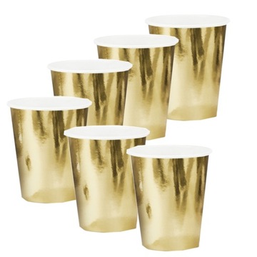 Kubeczki złote 220ml 6szt Party Urodziny