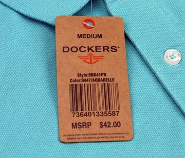 Koszulka męska Polo DOCKERS r. M Haft Levi's Niebieska Haft Guziki $42