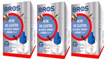 3X BROS PŁYN DO ELEKTROFUMIGATORA MUCHY KOMARY MRÓWKI ZAPAS