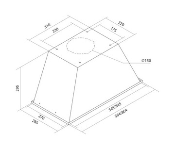 Okap kuchenny do zabudowy TOFLESZ LINEA Glass Czarny Szkło 60cm 850m3/h LED