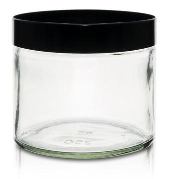 Słoik szklany bezbarwny 250ml z nakrętką czarną x5