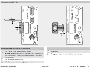 Roto H650 35/92 главный замок, привод для дверей 16