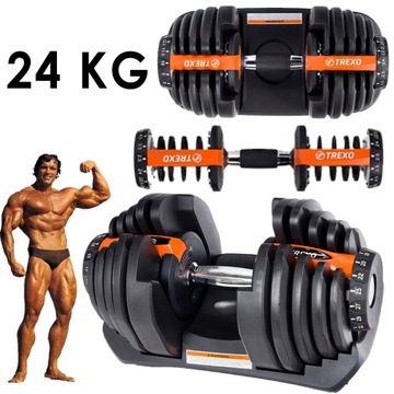 HANTEL REGULOWANY TREXO 24 KG CZARNY - ZRÓB W KOŃCU FORME!