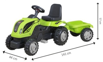 БОЛЬШОЙ ДЕТСКИЙ ТРАКТОР С ПРИЦЕПОМ с регулировкой педалей + КОВШ