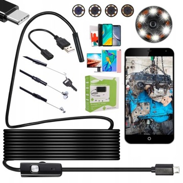 KAMERA INSPEKCYJNA ENDOSKOP-OWA ANDROID na TELEFON USB-C micro 5M LED
