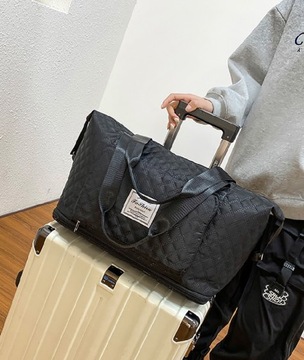 ДОРОЖНАЯ СУМКА БОЛЬШОЙ ВМЕСТИТЕЛЬНОСТИ, СКЛАДНАЯ ДЛЯ САМОЛЕТА, СТЕГАНАЯ, СЕРАЯ 2 В 1