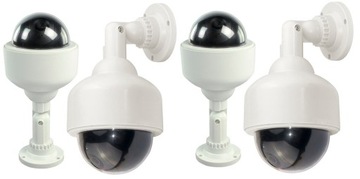 Atrapa Kamery Obrotowa z Diodą LED Zestaw 4 szt. Obserwacyjna Monitoring