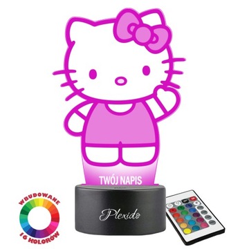 Lampka Nocna z Imieniem Kotek Hello Kitty 3D Led