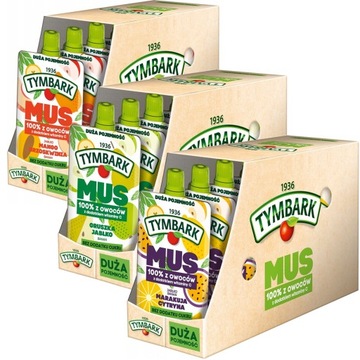 Tymbark Mus 100% z owoców Mix 3 smaków 200g x 30szt