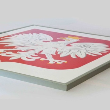 Официальная ПОЛЬСКАЯ ЭМБЛЕМА 40x30см Серебристая алюминиевая рамка