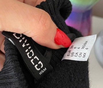 H&M kurtka ciepła czarna zimowa wełniana S długa zimowa nowoczesna