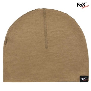CZAPKA ZIMOWA TERMOAKTYWNA SPORTOWA MFH FOX 100% WEŁNA MERINO COYOTE