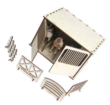 КОНЮШНЯ ИЗ ФАНЕРЫ ДЛЯ ФИГУР ЛОШАДЕЙ KQ61