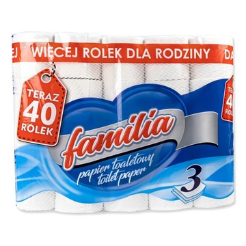 2 x Papier toaletowy Familia 3 warstwy Celuloza 40 ROL