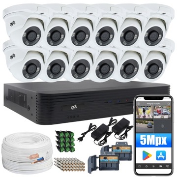 ZESTAW 12 KOPUŁKOWYCH KAMER ZEWNĘTRZNYCH DO MONITORINGU DOMU ANALOG 5MPx