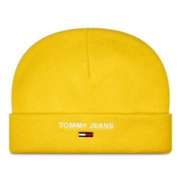Tommy Jeans желтая короткая зимняя шапка