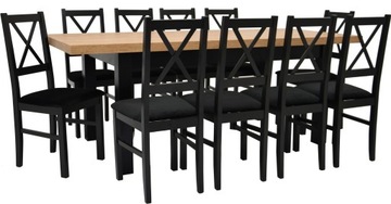 10 DREWNIANYCH krzeseł i SOLIDNY stół 90x160/210