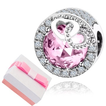 CHARMS SERCE ZAWIESZKA SREBRNA 925 KORALIK BEADS