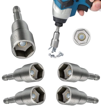 Zestaw 5 szt NASADKA 10 mm DO WKRĘTARKI HEX MAGNETYCZNA BIT Nasadki Farmer