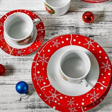 Рождественский набор тарелок Рождественский 60 штук Дед Мороз
