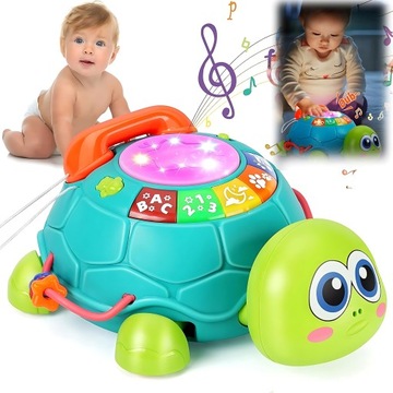 ОБРАЗОВАТЕЛЬНАЯ ЧЕРЕПАХА СВЕТОДИОДНАЯ ИНТЕРАКТИВНАЯ ИГРУШКА МУЗЫКАЛЬНЫЕ МЕЛОДИИ ТЕЛЕФОН ЦИФРЫ 6в1