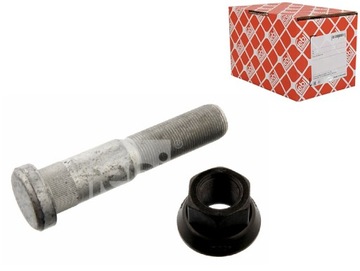 ŚRUBA KOŁA TYŁ M22X1.5 X114 124MM STAL Z NAKRĘTKĄ RVI KERAX MAGNUM
