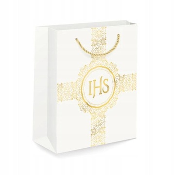 Torebka prezentowa Komunia Święta IHS 32x26x12 cm