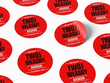 NAKLEJKI WŁASNE LOGO REKLAMOWE PROMOCYJNE OKRĄGŁE 7CM WLEPKI 96 sztuk