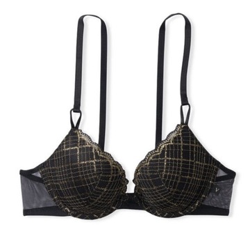 Victoria's Secret czarno złoty push-up 85 D