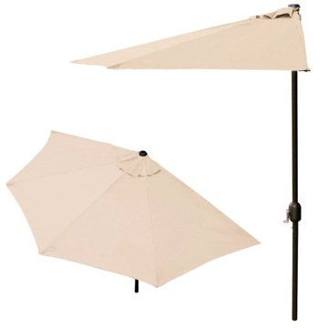 PARASOL OGRODOWY PRZYŚCIENNY PÓŁPARASOL DO ŚCIANY NA TARAS 2,7 m BEŻOWY BEŻ
