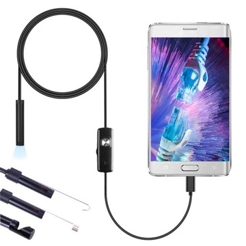 ENDOSKOP KAMERA INSPEKCYJNA ANDROID USB-C LED DŁUGOŚĆ 1 METR MAGNES HACZYK