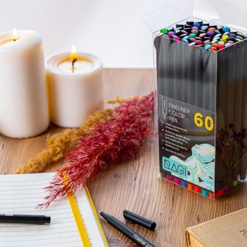 FINELINER НАБОР ЛИНЕРОВ ИЗ 60 ЦВЕТОВ Ручки для рисования 0,4 мм