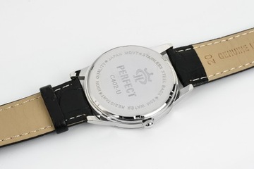 Zegarek męski klasyczny kwarcowy elegancki pasek skórzany analog Perfect